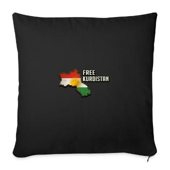 Free Kudistan, Kurdish Flag, Kurdistan Map - Sofa pillowcase 17,3'' x 17,3'' (45 x 45 cm) - black - Front