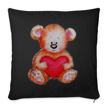 Herzbär - Sofakissenbezug 45 x 45 cm - Schwarz - Vorne