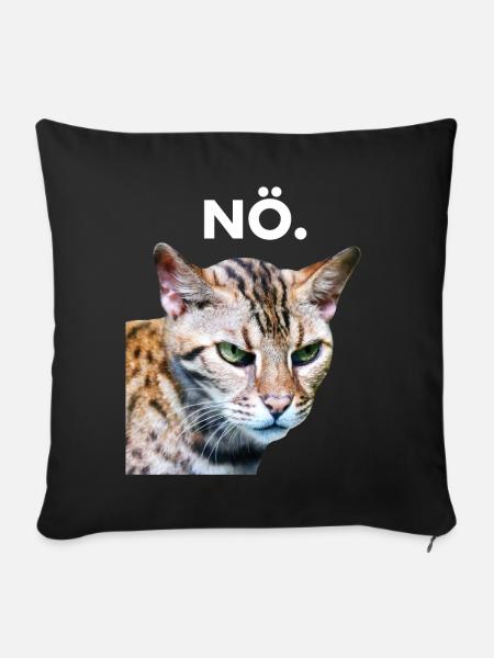 NÖ. Grummelige Katze Schlechte Laune - Sofakissenbezug 45 x 45 cm - Schwarz