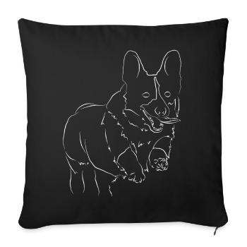 Welsh Corgi Pembroke dog - Sofa pillowcase 17,3'' x 17,3'' (45 x 45 cm) - black - Front