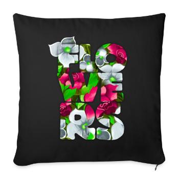 flowers - Sofa pillowcase 17,3'' x 17,3'' (45 x 45 cm) - black - Front