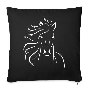 White horse - Sofa pillowcase 17,3'' x 17,3'' (45 x 45 cm) - black - Front