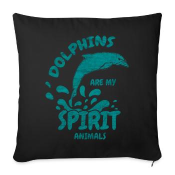 Dolphin dolphin marine animal sea gift - Sofa pillowcase 17,3'' x 17,3'' (45 x 45 cm) - black - Front