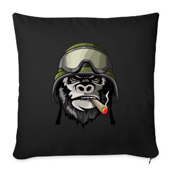 Monkey Gorilla Soldier Cigar Army Soldier Gift - Sofa pillowcase 17,3'' x 17,3'' (45 x 45 cm) - black - Front