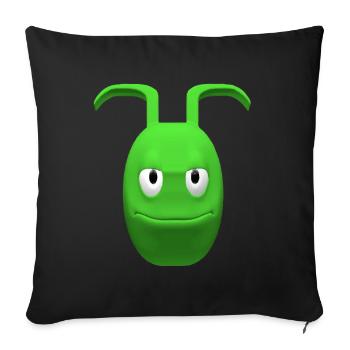 Fröhlicher grüner Alien mit Antennen - Sofakissenbezug 45 x 45 cm - Schwarz - Vorne