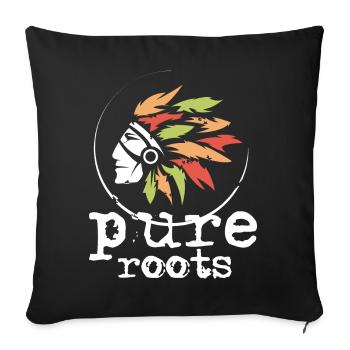 Native American Colorful Feathers Chief Roots Icon - Sofa pillowcase 17,3'' x 17,3'' (45 x 45 cm) - black - Front