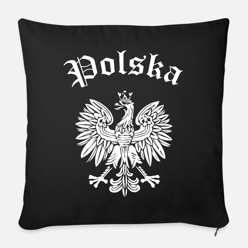 Pologne - Housse de coussin décorative 45 x 45 cm - noir