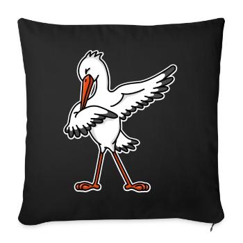 Dab dabbing annonce de grossesse de cigogne - Housse de coussin décorative 45 x 45 cm - noir - Devant