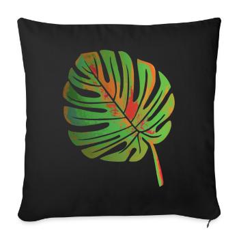 Monstera leaf - Sofa pillowcase 17,3'' x 17,3'' (45 x 45 cm) - black - Front