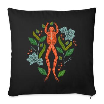 Orange frog floral - Sofa pillowcase 17,3'' x 17,3'' (45 x 45 cm) - black - Front