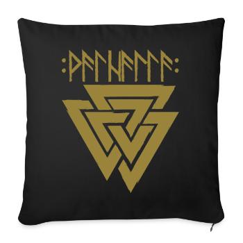 Valhalla in runes with Valknut, symbol of Odin - Sofa pillowcase 17,3'' x 17,3'' (45 x 45 cm) - black - Front