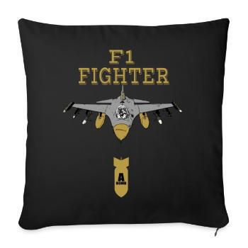 Avion de chasse - Housse de coussin décorative 45 x 45 cm - noir - Devant