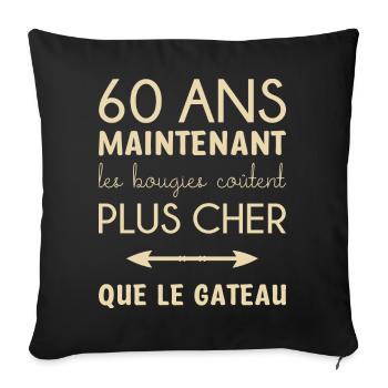 60 ans anniversaire - Housse de coussin décorative 45 x 45 cm - noir - Devant