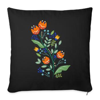 Flowers in Orange - Sofa pillowcase 17,3'' x 17,3'' (45 x 45 cm) - black - Front