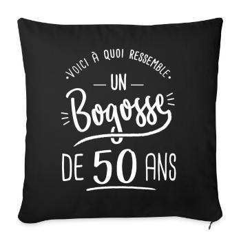 anniversaire 50 ans bogosse cadeau humour 50 ans - Housse de coussin décorative 45 x 45 cm - noir - Devant