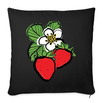 Strawberries fruits - Sofa pillowcase 17,3'' x 17,3'' (45 x 45 cm) - black - Front