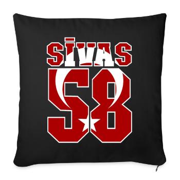 Sivas 51 Turquie - Housse de coussin décorative 45 x 45 cm - noir - Devant