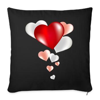 pot-pourri ballon lumineux du cœur - Housse de coussin décorative 45 x 45 cm - noir - Devant