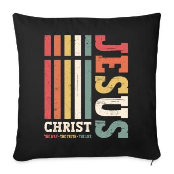 Jésus-Christ Chemise Verset de la Bible Je suis le chemin - Housse de coussin décorative 45 x 45 cm - noir - Devant
