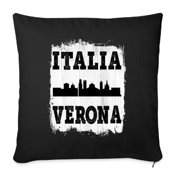 Vérone Italie Ville Skyline Maison d’été Amour - Housse de coussin décorative 45 x 45 cm - noir - Devant