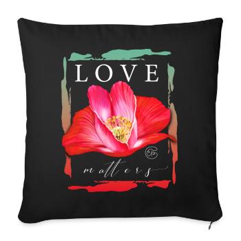 Love matters red poppy Valentine's Day - Sofa pillowcase 17,3'' x 17,3'' (45 x 45 cm) - black - Front