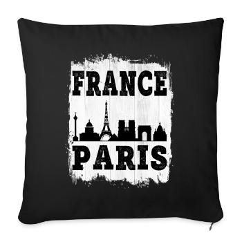 Paris France City Skyline Home Vacances Amour - Housse de coussin décorative 45 x 45 cm - noir - Devant