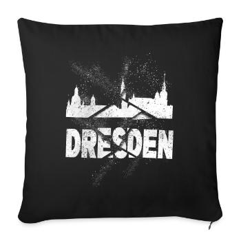Dresde Allemagne Ville Skyline Font Grunge - Housse de coussin décorative 45 x 45 cm - noir - Devant