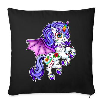 Licorne Halloween 2022 - Housse de coussin décorative 45 x 45 cm - noir - Devant