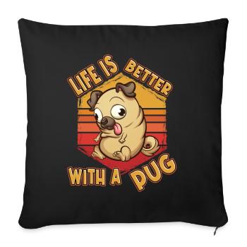Pug Pug Saying Funny Dog Pet Cartoon Comic - Sofa pillowcase 17,3'' x 17,3'' (45 x 45 cm) - black - Front