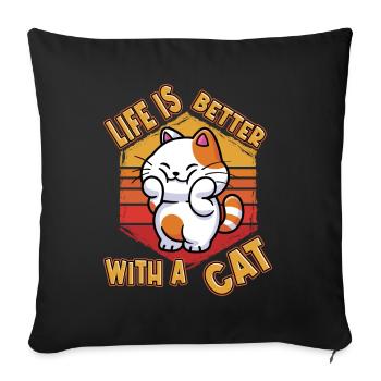 La vie de chat est meilleure avec un chat qui dit drôle - Housse de coussin décorative 45 x 45 cm - noir - Devant