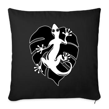 Salamander und Blatt - Sofakissenbezug 45 x 45 cm - Schwarz - Vorne