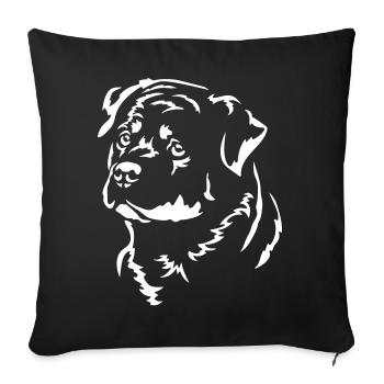 Rottweiler Head « Black Edition » - Housse de coussin décorative 45 x 45 cm - noir - Devant