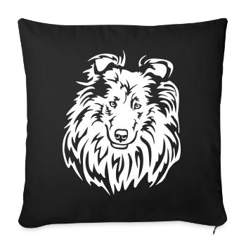 Collie Head "Black Edition" - Sofa pillowcase 17,3'' x 17,3'' (45 x 45 cm) - black - Front