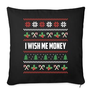 Je veux de l’argent pour Noël - Housse de coussin décorative 45 x 45 cm - noir - Devant