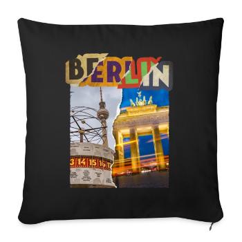 Berlin Germany City Skyline Vintage Retro - Sofa pillowcase 17,3'' x 17,3'' (45 x 45 cm) - black - Front