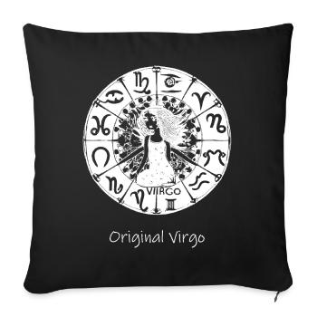 Zodiac sign Virgo 002 white - Sofa pillowcase 17,3'' x 17,3'' (45 x 45 cm) - black - Front