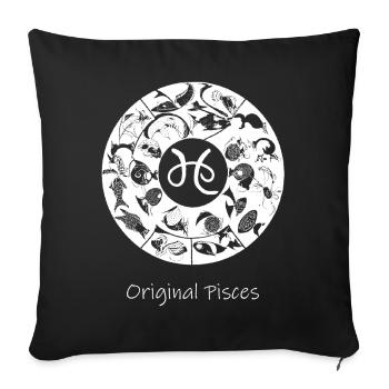Signe du zodiaque Poissons 001 blanc - Housse de coussin décorative 45 x 45 cm - noir - Devant