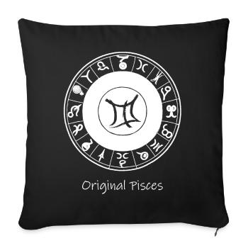 Zodiac sign Pisces 002 white - Sofa pillowcase 17,3'' x 17,3'' (45 x 45 cm) - black - Front