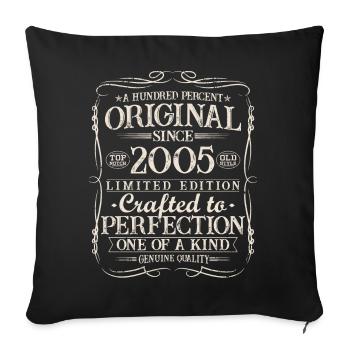 2005 né cadeau d’anniversaire vintage - Housse de coussin décorative 45 x 45 cm - noir - Devant