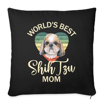 Chien Shih Tzu - Housse de coussin décorative 45 x 45 cm - noir - Devant