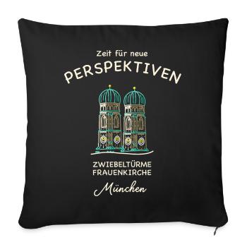 Tours jumelles Frauenkirche de Munich, tour d’observation - Housse de coussin décorative 45 x 45 cm - noir - Devant