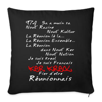 Kosement kreol - 974 La Réunion - Housse de coussin décorative 45 x 45 cm - noir - Devant