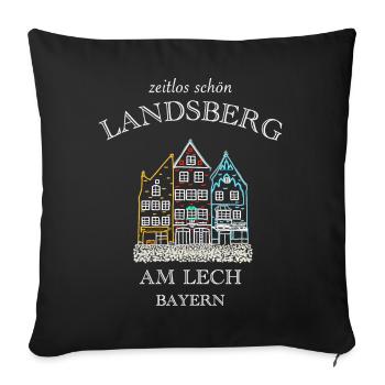 Landsberg am Lech, bunte Häuserzeile, Bayern - Sofakissenbezug 45 x 45 cm - Schwarz - Vorne