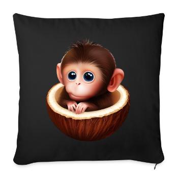 Monkey in a coconut - Sofa pillowcase 17,3'' x 17,3'' (45 x 45 cm) - black - Front