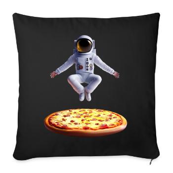 Hovering astronaut over pizza - Sofa pillowcase 17,3'' x 17,3'' (45 x 45 cm) - black - Front