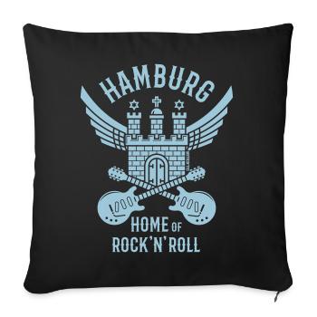 Hamburg – Home Of Rock 'n' Roll (Rocker / White) - Sofa pillowcase 17,3'' x 17,3'' (45 x 45 cm) - black - Front