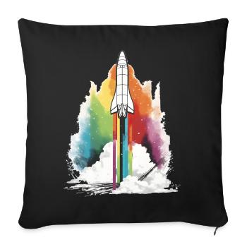Rainbow Rocket - Sofa pillowcase 17,3'' x 17,3'' (45 x 45 cm) - black - Front
