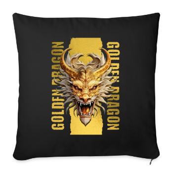 Dragon Or Fantaisie Mysticisme Magique Créature Animal - Housse de coussin décorative 45 x 45 cm - noir - Devant