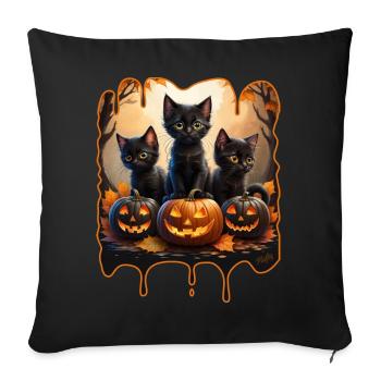 Three Halloween kittens - Sofa pillowcase 17,3'' x 17,3'' (45 x 45 cm) - black - Front