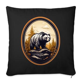Brown bear - Sofa pillowcase 17,3'' x 17,3'' (45 x 45 cm) - black - Front